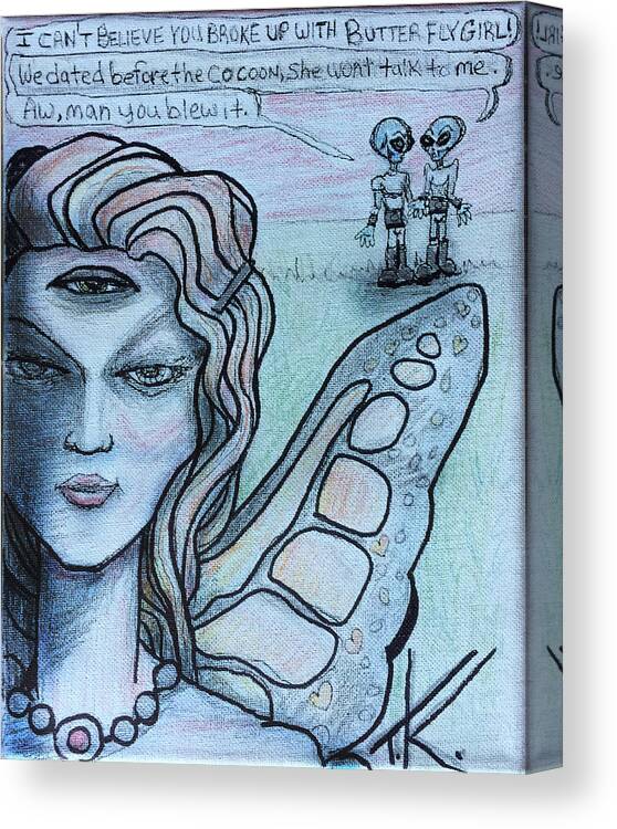 Butterfly Canvas Print featuring the drawing Transformation by Similar Alien