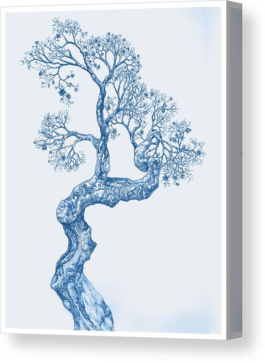  Canvas Print featuring the digital art Tree 14 Blue 1 by Brian Kirchner