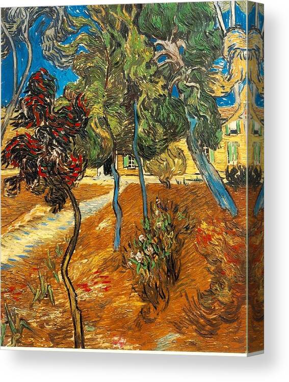 Vincent Van Gogh Canvas Print featuring the painting Trees In The Garden Of The Asylum by MotionAge Designs