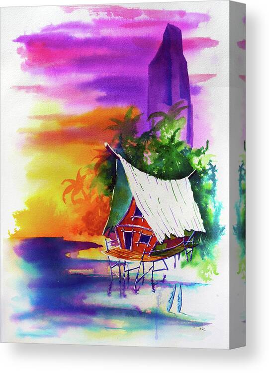 Water Canvas Print featuring the painting Tropic Life 7 by Nelson Ruger