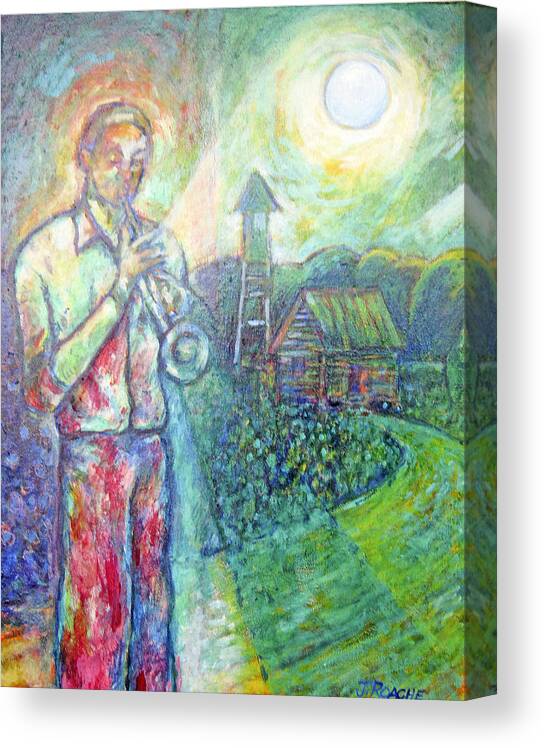 House Canvas Print featuring the painting Trumpet Man by Joe Roache