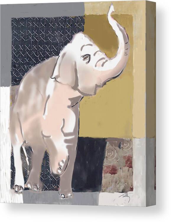 Elephant Canvas Print featuring the painting Trumpet by Thomas Tribby