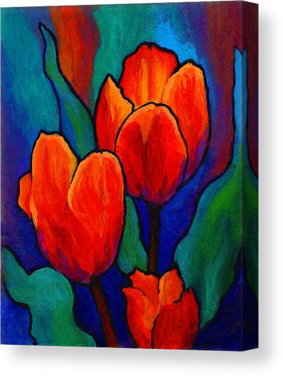 Floral Canvas Print featuring the painting Tulip Trio by Marion Rose