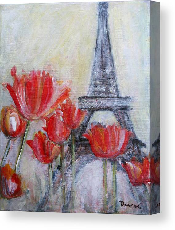 Tulips Canvas Print featuring the painting Tulips in Paris by Denice Palanuk Wilson