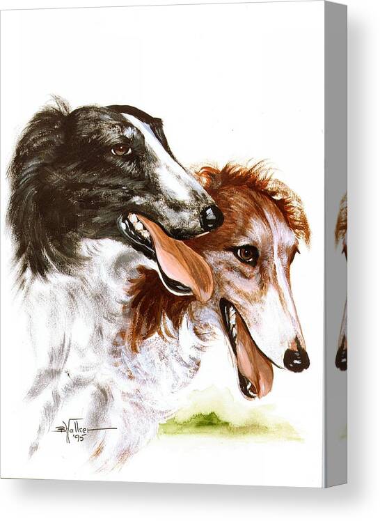 Dogs Canvas Print featuring the painting Two Borzois by Barbara Walker