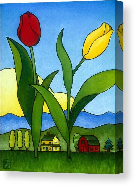 Tulips Canvas Print featuring the painting Two Lips by Stacey Neumiller
