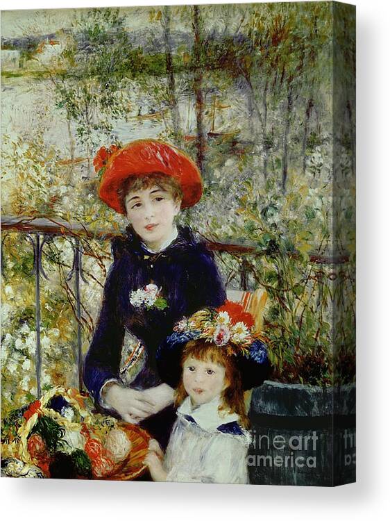 Two Canvas Print featuring the painting Two Sisters by Pierre Auguste Renoir
