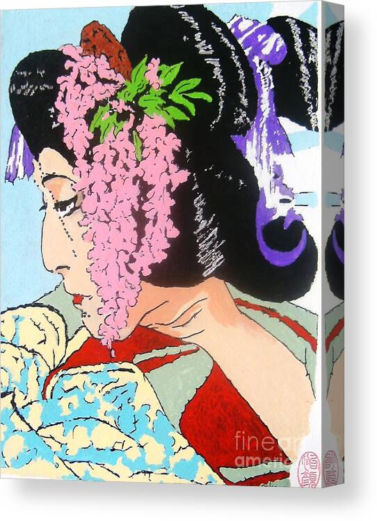 Female Canvas Print featuring the painting Ukiyo sekai ichi by Thea Recuerdo