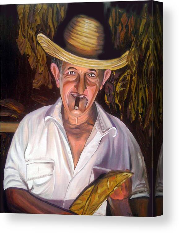 Cuban Art Canvas Print featuring the painting Uncle Frank by Jose Manuel Abraham