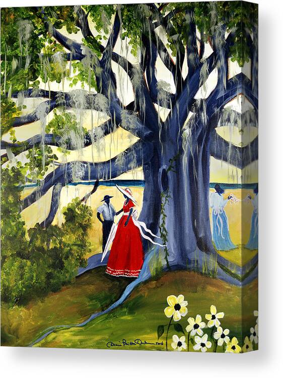 Gullah Canvas Print featuring the painting Under The Mossy Oak by Diane Britton Dunham