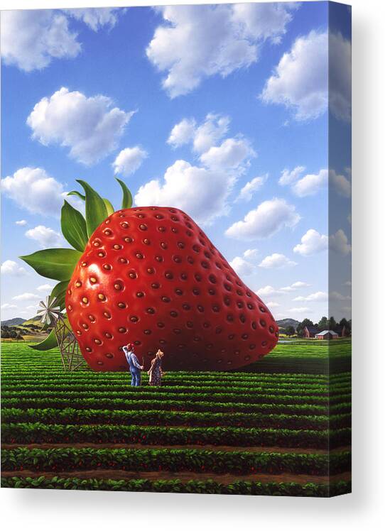 Strawberry Canvas Print featuring the painting Unexpected Growth by Jerry LoFaro