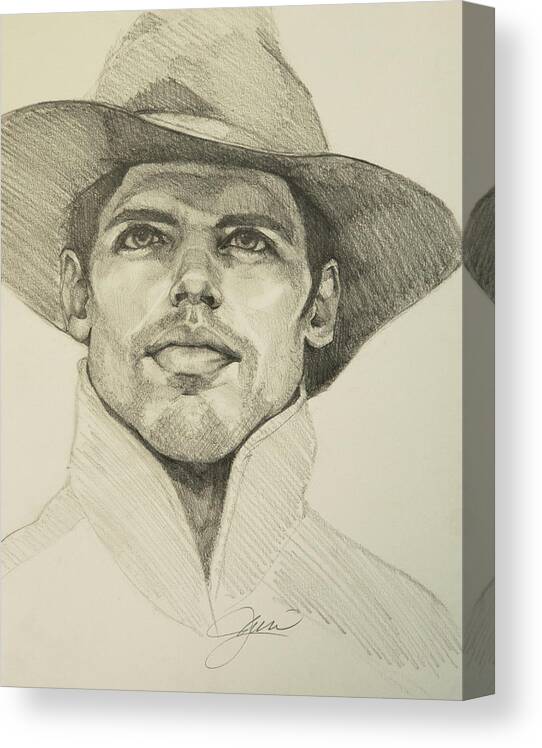 Cowboy Canvas Print featuring the drawing Urban Cowboy by Jani Freimann