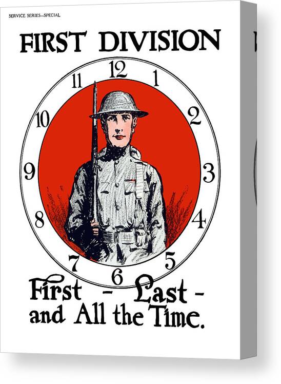 First Division Canvas Print featuring the painting US Army First Division - WW1 by War Is Hell Store