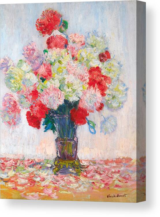 Claude Monet Canvas Print featuring the painting Vase of Peonies by Claude Monet