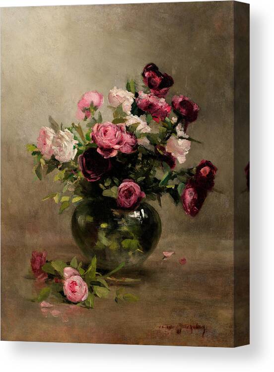 Vase Of Roses Canvas Print featuring the painting Vase of Roses by Eva Gonzales