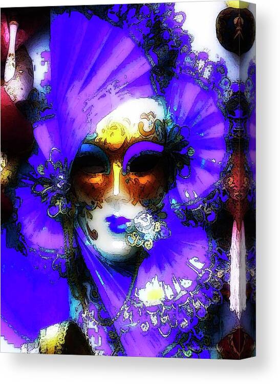 Wall Décor Canvas Print featuring the photograph Venice Purple Carnival Mask by Coke Mattingly