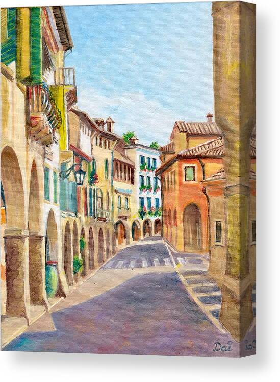 Italy Canvas Print featuring the painting Via Browning in Asolo Veneto Italy by Dai Wynn