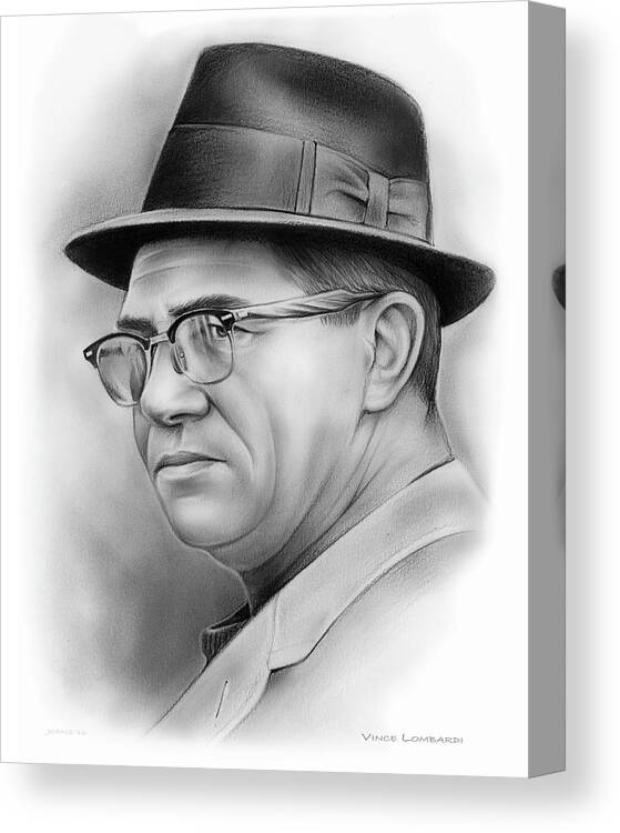 Vince Lombardi Canvas Print featuring the drawing Vince Lombardi by Greg Joens