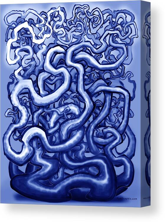 Vine Canvas Print featuring the digital art Vines of Blue by Kevin Middleton