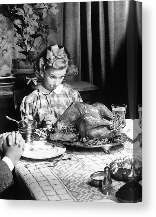 Thanksgiving Canvas Print featuring the photograph Vintage Photo depicting Thanksgiving Dinner by American School