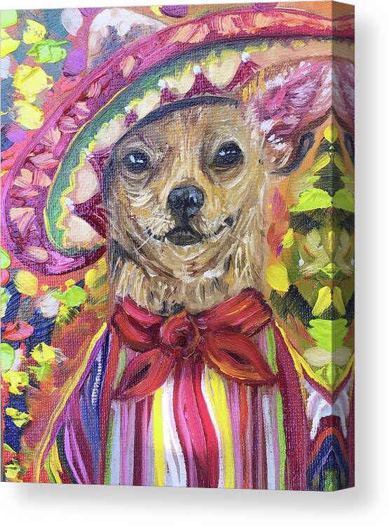 Dog Portrait Canvas Print featuring the painting Viva Fiesta by Melissa Torres