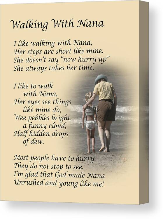 Walking With Nana Canvas Print featuring the photograph Walking With Nana by Dale Kincaid