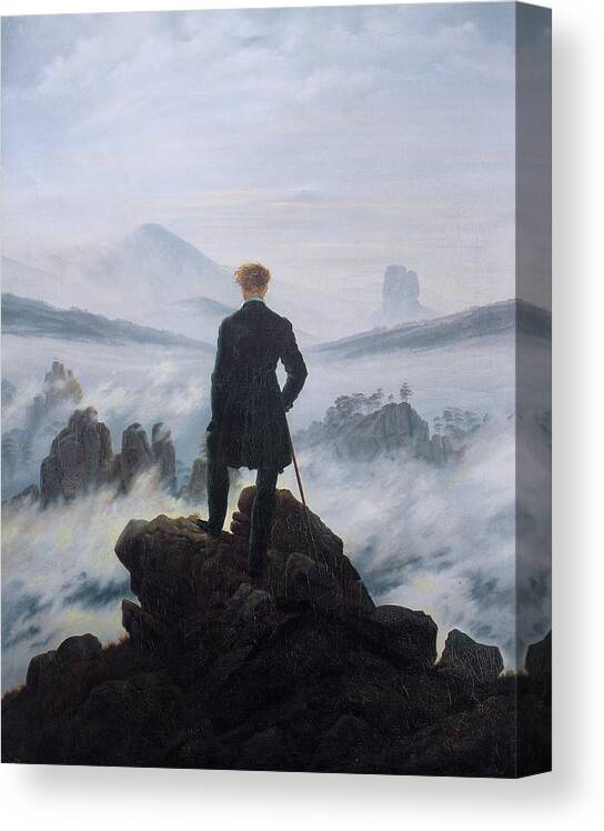 Caspar David Friedrich Canvas Print featuring the painting Wanderer Above The Sea Of Fog by Caspar David Friedrich