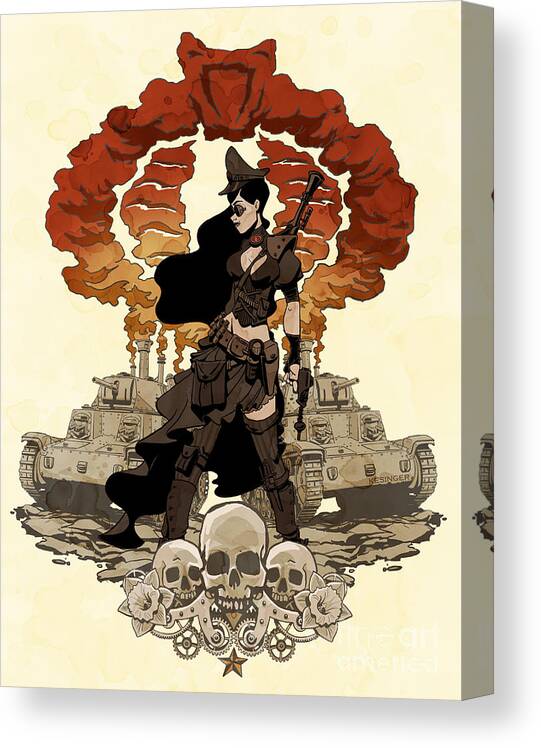 Comic Canvas Print featuring the photograph War Maiden by Brian Kesinger