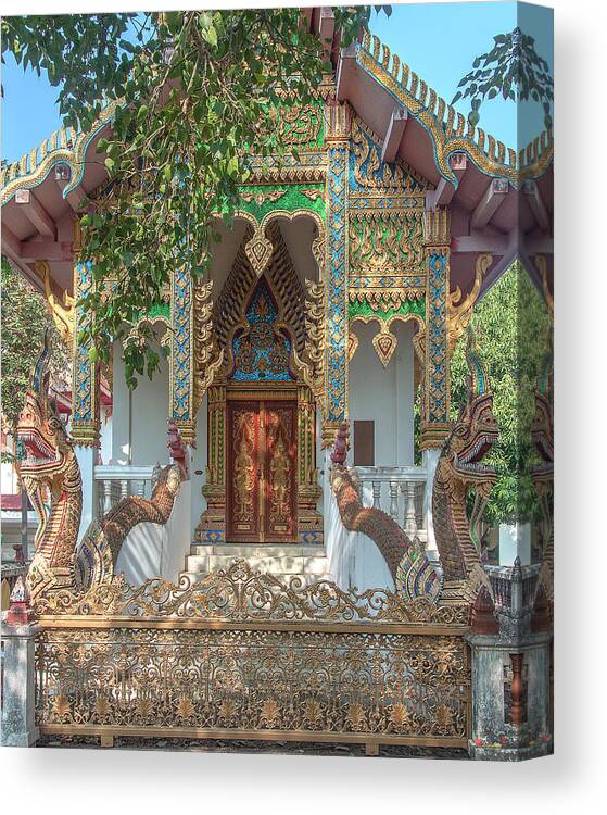 Scenic Canvas Print featuring the photograph Wat Nam Phueng Phra Ubosot Entrance DTHLA0012 by Gerry Gantt