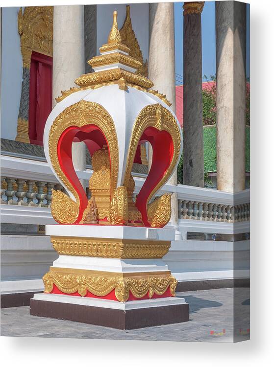 Temple Canvas Print featuring the photograph Wat Photharam Phra Ubosot Boundary Stone DTHNS0080 by Gerry Gantt