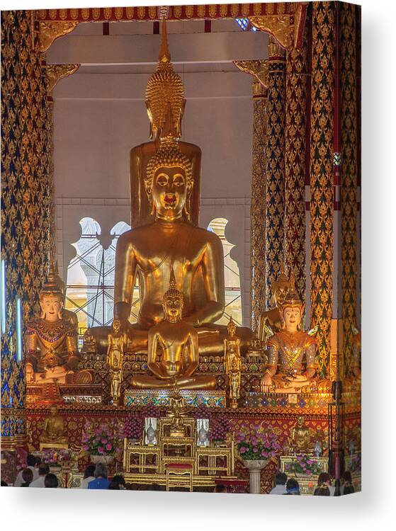 Scenic Canvas Print featuring the photograph Wat Suan Dok Wihan Luang Buddha Images DTHCM0952 by Gerry Gantt
