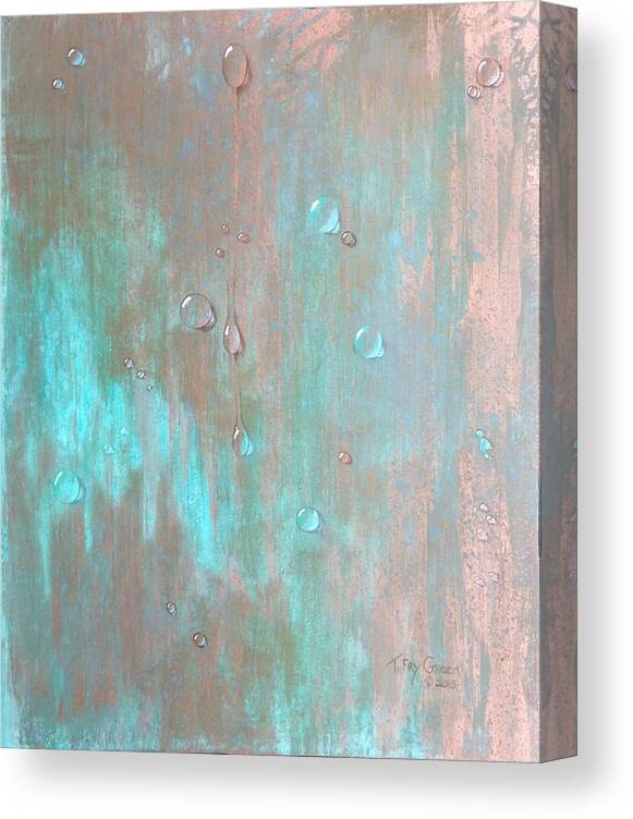 Turquoise Canvas Print featuring the painting Water on Copper by Teresa Fry