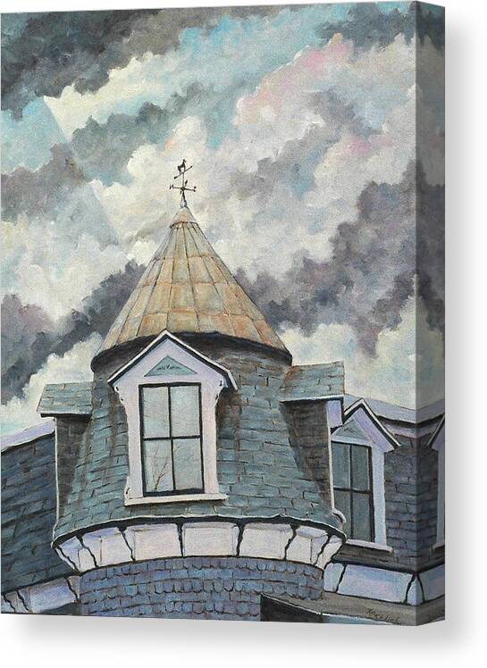Urban Scene Canvas Print featuring the painting Weather Vane by Richard T Pranke