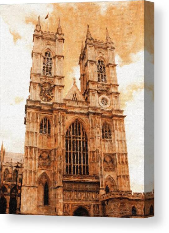 Church Abbey London Collegiate Church Of St Peter Gothic Centuries Old England Britain British Uk Historical Landmark Canvas Print featuring the photograph Westminster Abbey by Diane Lindon Coy
