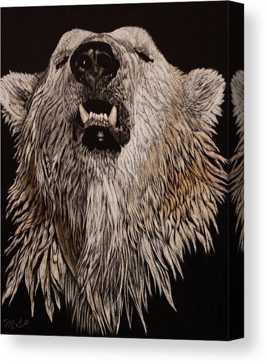 Polar Bear Canvas Print featuring the painting What Big Teeth by Margaret Sarah Pardy