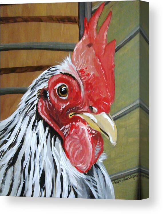 Chicken Canvas Print featuring the painting What's Up Chickie by Edith Hunsberger