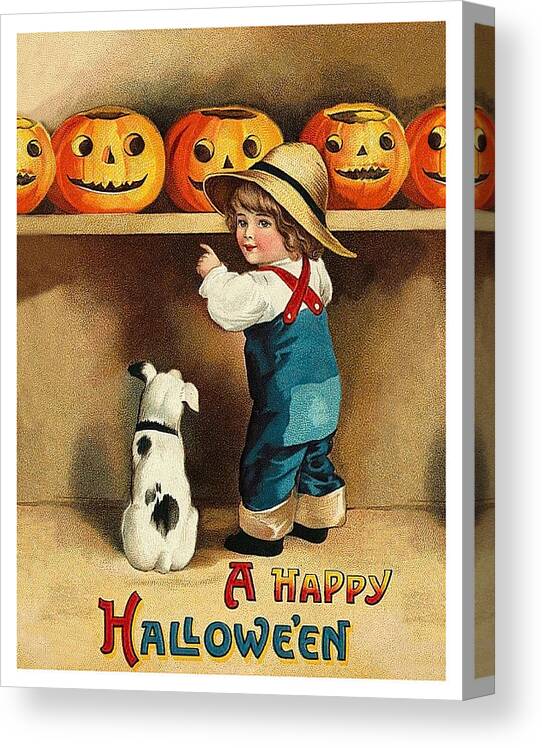 Little Boy Canvas Print featuring the mixed media Which pumpkin do you like? by Long Shot