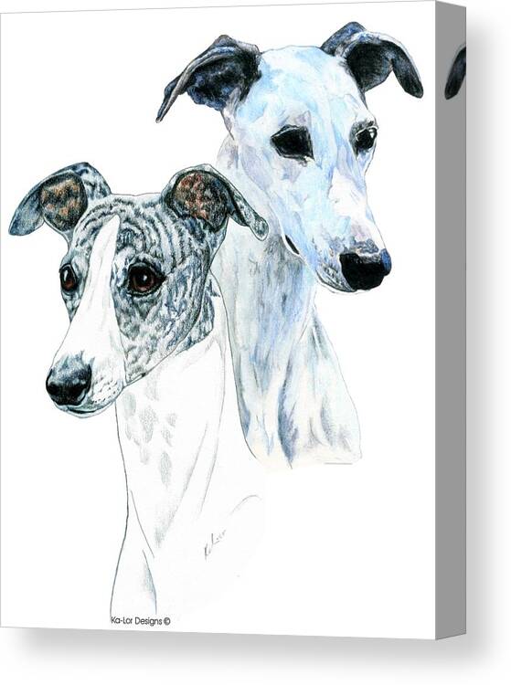Whippet Canvas Print featuring the painting Whippet Pair by Kathleen Sepulveda