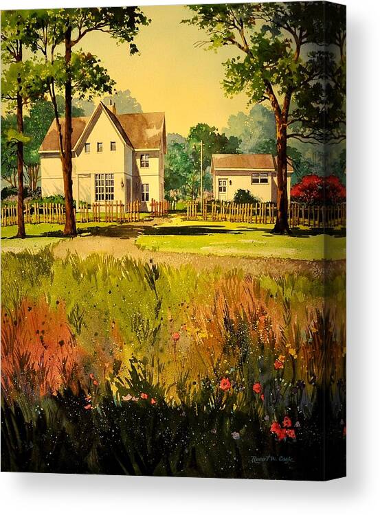 Watercolor Canvas Print featuring the painting White House Two by Robert W Cook 