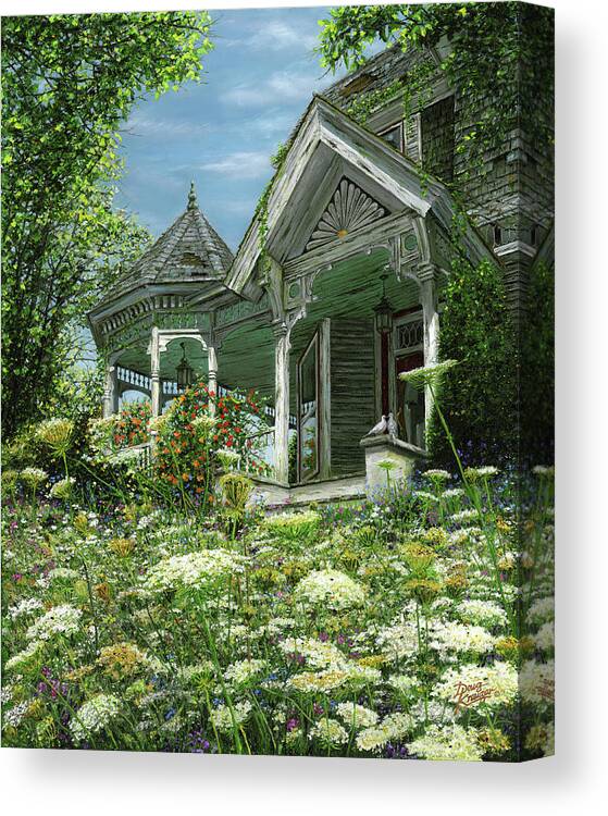 Abandoned Houses Canvas Print featuring the painting White Lace and Promises Abandoned by Doug Kreuger