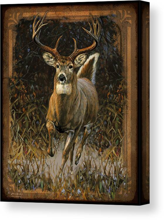 Bruce Miller Canvas Print featuring the painting Whitetail Deer by JQ Licensing