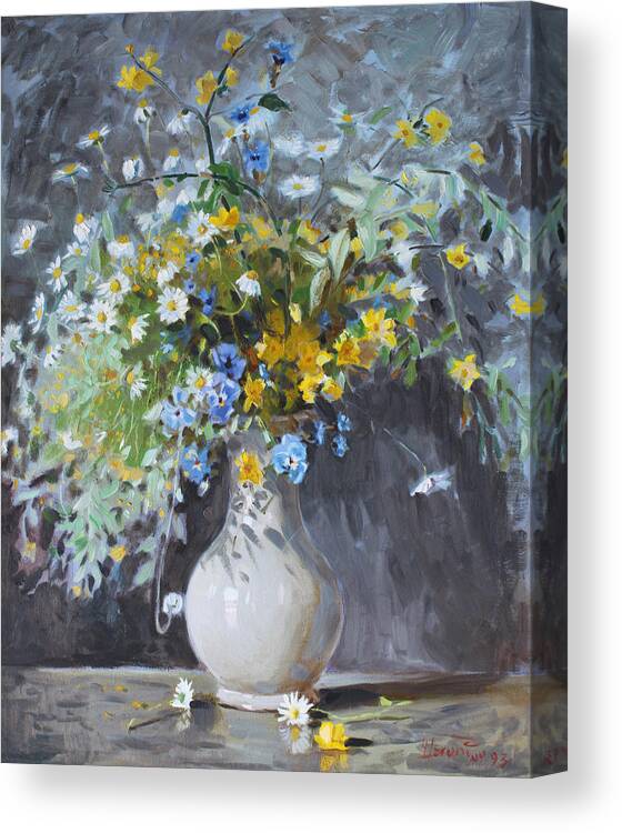 Flowers Canvas Print featuring the painting Wild Flowers by Ylli Haruni