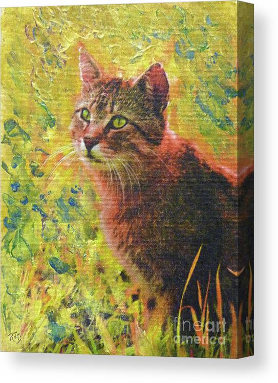 Cat Canvas Print featuring the painting Wild Garden Tabby by Richard James Digance