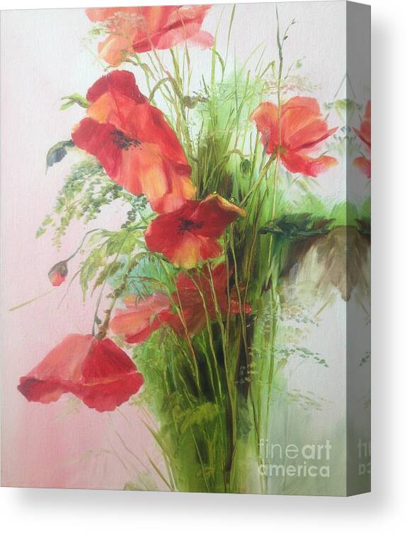Poppy Canvas Print featuring the painting Wild Poppies by Lizzy Forrester