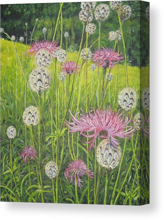 Art Canvas Print featuring the painting Wild Thistles by Shirley Wellstead