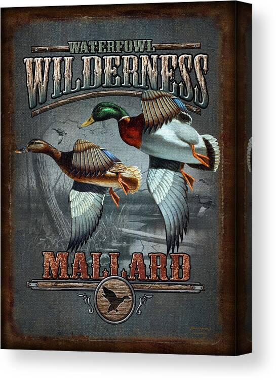 Bruce Miller Canvas Print featuring the painting Wilderness mallard by JQ Licensing