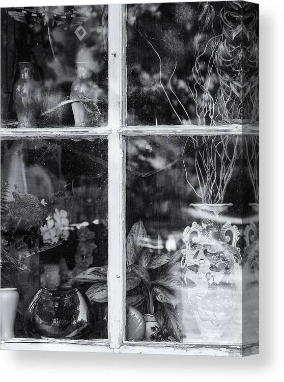 Brattleboro Vermont Canvas Print featuring the photograph Window In Black and White by Tom Singleton