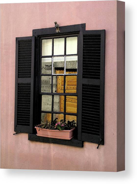 Window Canvas Print featuring the photograph Window with Pink Wall by M Kathleen Warren