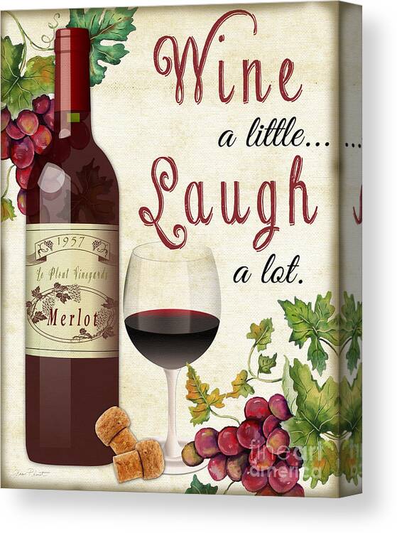 Wine Canvas Print featuring the painting Wine and Laugh-JP3566 by Jean Plout