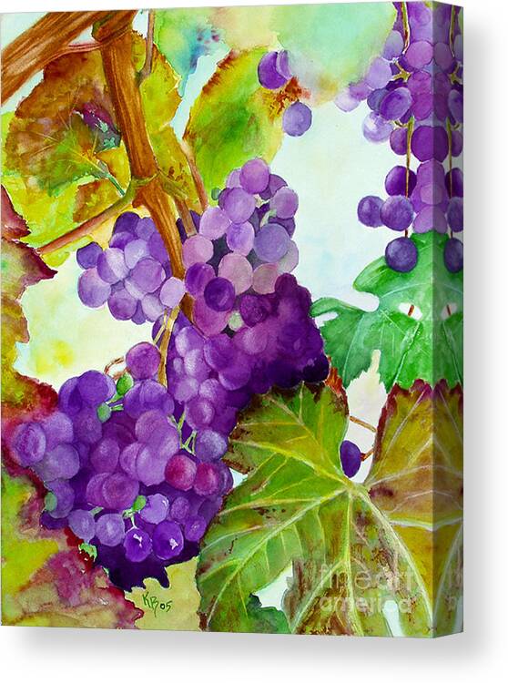 Wine Canvas Print featuring the painting Wine Vine by Karen Fleschler